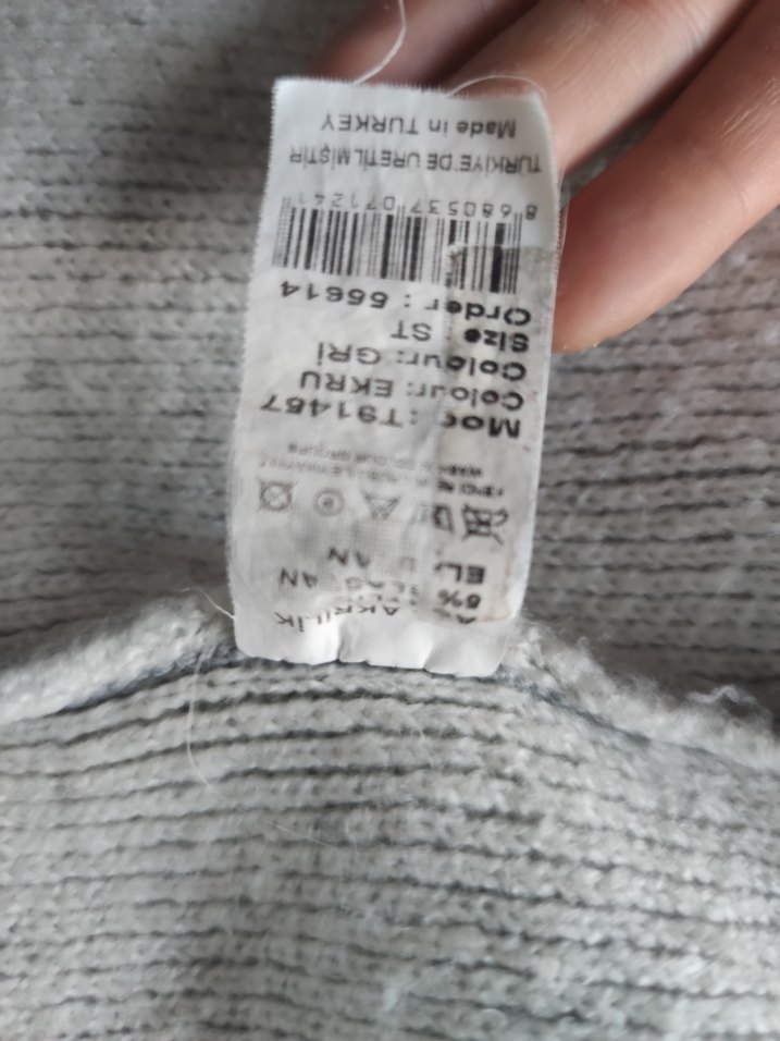 Gri Uzun Kollu Örgü Kadın Hırka L/XL Beden - Görsel 5