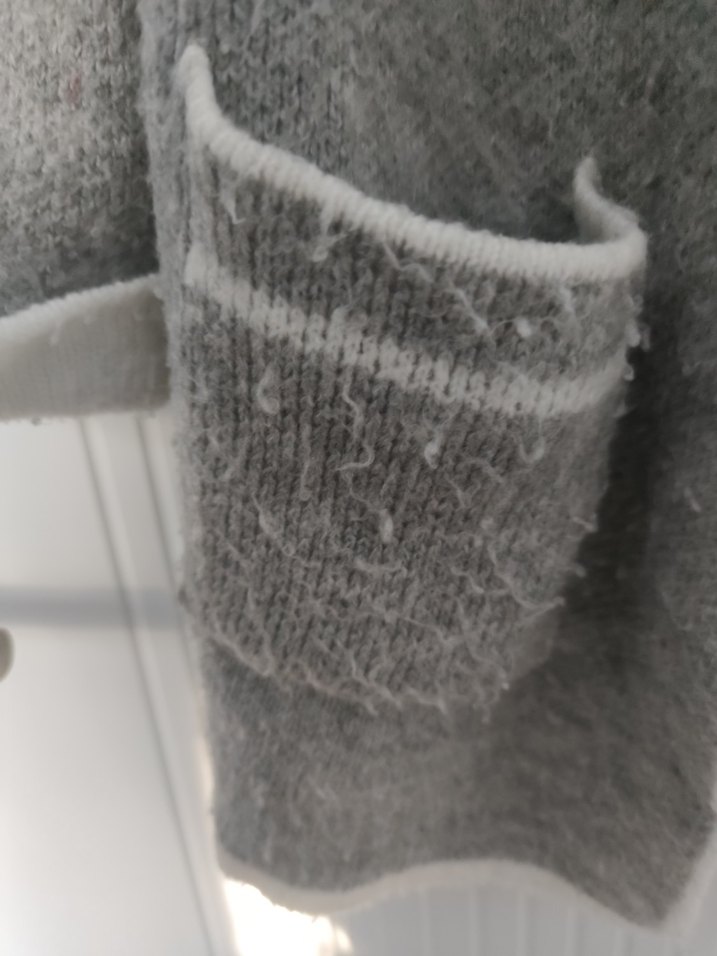 Gri Uzun Kollu Örgü Kadın Hırka L/XL Beden - Görsel 3