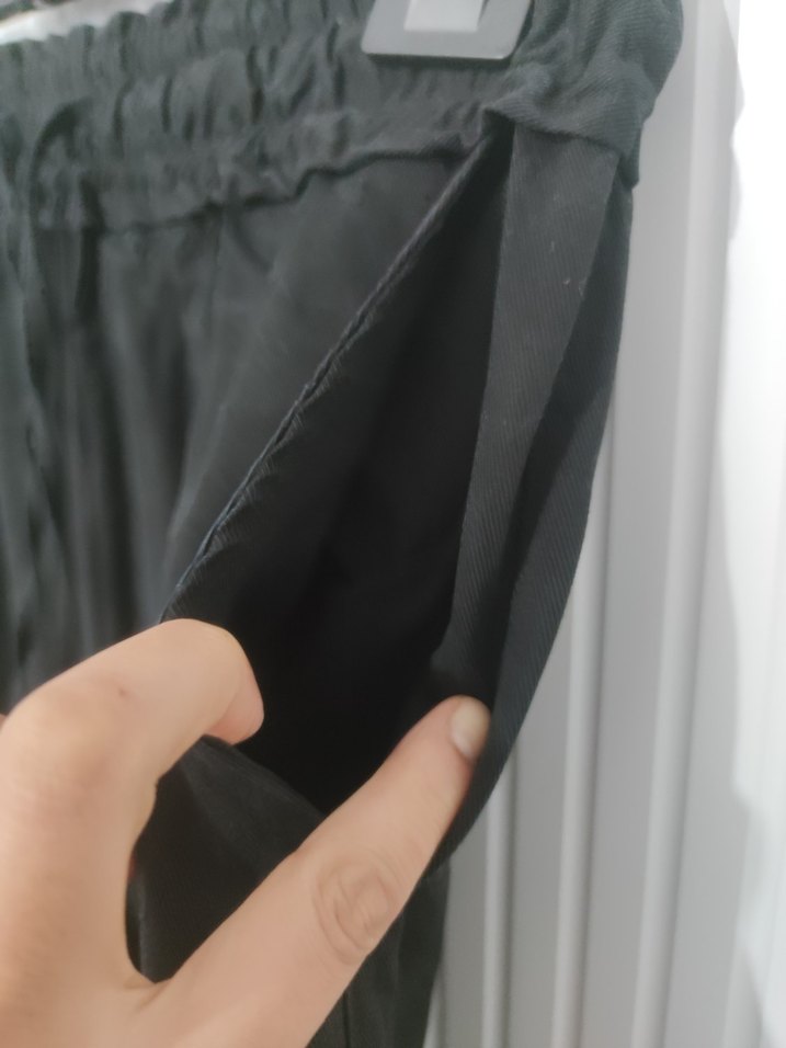 Siyah Keten Salaş Kadın Pantolon L Beden - Görsel 3