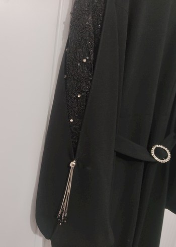 Siyah Uzun Kollu Kemerli Uzun Elbise 42 beden - Görsel 4