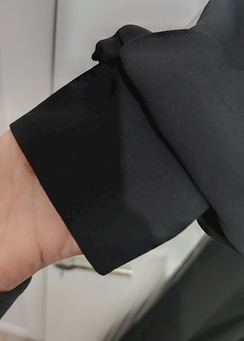 Siyah Uzun Kollu Kemerli Uzun Elbise 42 beden - Görsel 3