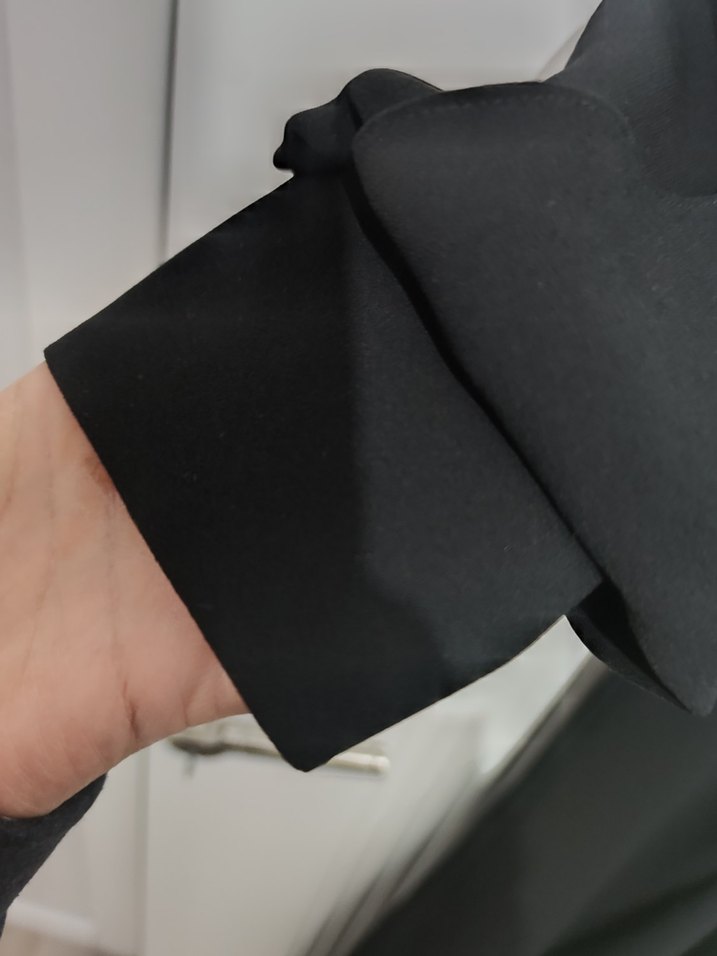 Siyah Uzun Kollu Kemerli Uzun Elbise 42 beden - Görsel 3