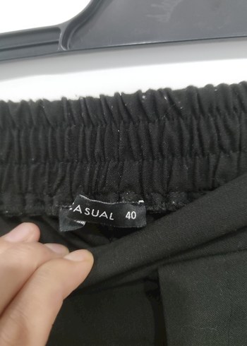 Siyah Kemerli Midi Beli Lastikli Pantolon - Görsel 5