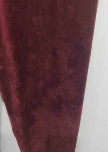 Bordo Süet Kadın Tayt Midi Boy - Görsel 2