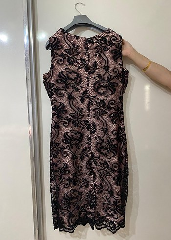 Abiye Dantel Detaylı Pembe Midi Elbise