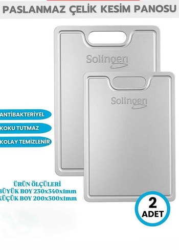 Solingen Paslanmaz Çelik Kesim Panosu 2'li - Görsel 3