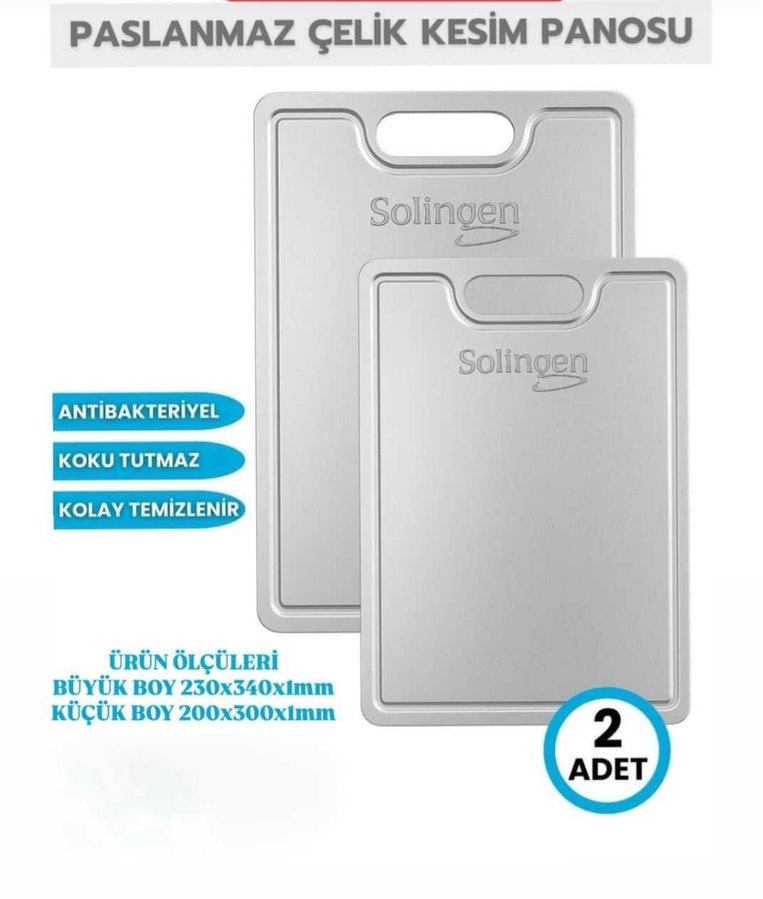 Solingen Paslanmaz Çelik Kesim Panosu 2'li - Görsel 3