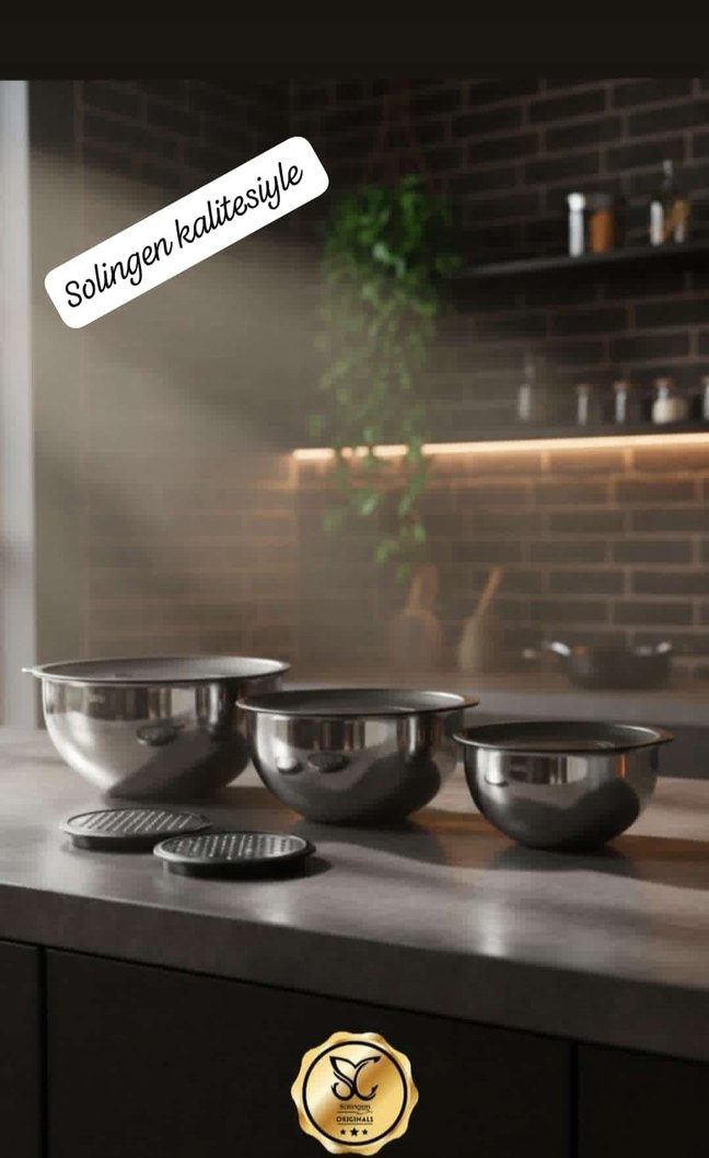 Solingen & 9 Parça 304 Çelik Çırpma  ve saklama Kapları - Görsel 3