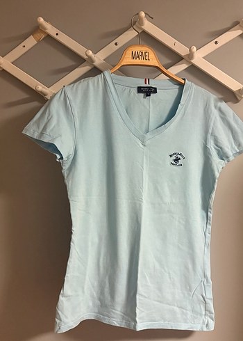 Turkuaz V Yaka Polo Kadın Tişört - Görsel 2