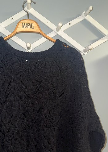 Siyah Örgü Kadın Kazak - Görsel 4