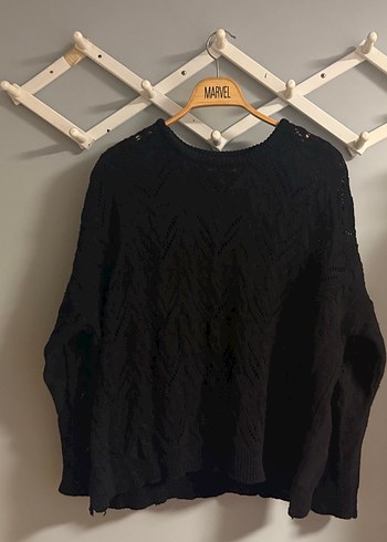 Siyah Örgü Kadın Kazak - Görsel 2