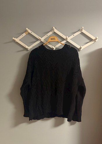 Siyah Örgü Kadın Kazak - Görsel 3