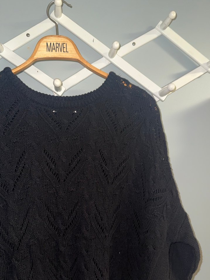 Siyah Örgü Kadın Kazak - Görsel 4