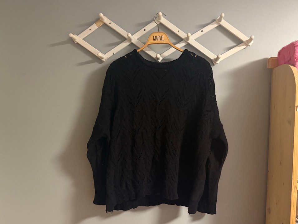 Siyah Örgü Kadın Kazak - Görsel 2