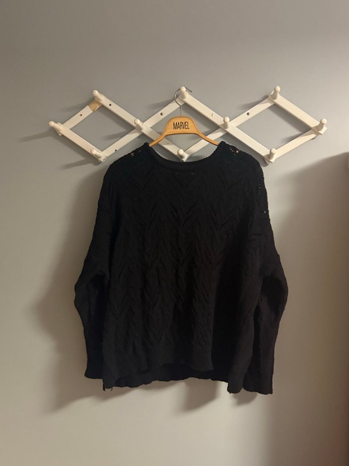 Siyah Örgü Kadın Kazak - Görsel 3