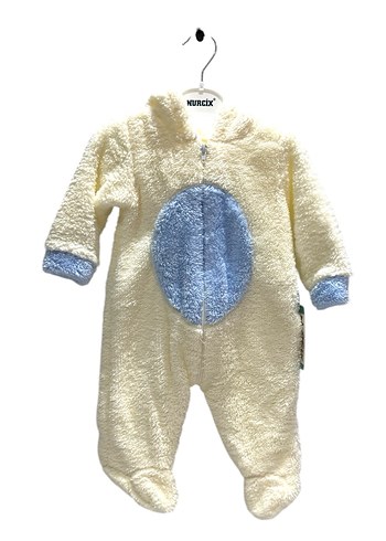 Bebek Erkek Beyaz Örgü Polar Tulum - Görsel 3