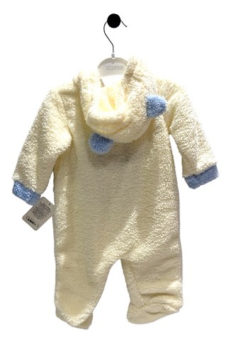 Bebek Erkek Beyaz Örgü Polar Tulum - Görsel 2