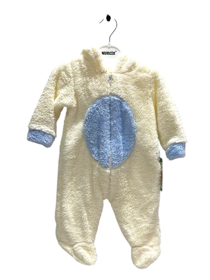 Bebek Erkek Beyaz Örgü Polar Tulum - Görsel 3