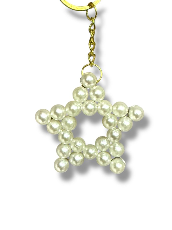 İnci Boncuklu Yıldız Anahtarlık 10 Adet - Görsel 2