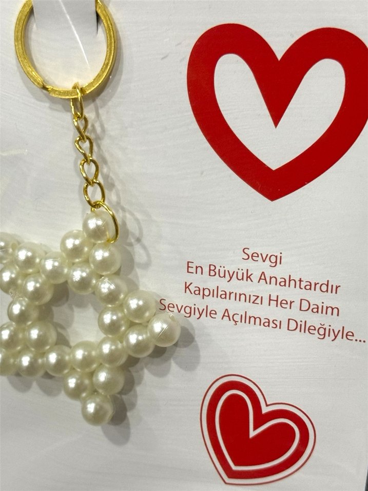 İnci Boncuklu Yıldız Anahtarlık 10 Adet - Görsel 3