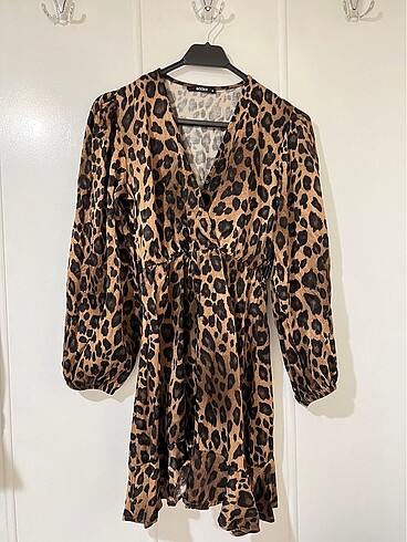 Leopar mini elbise