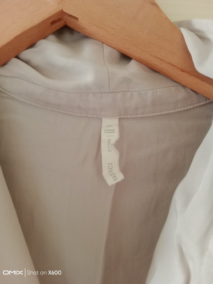 Bej Keten Düğmeli Kolsuz elbise - Görsel 3