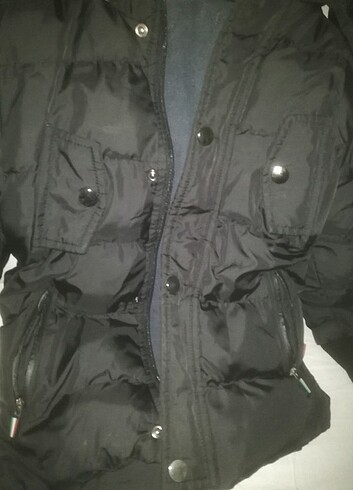 Çoçuk mont içi polarlı şapkali şişme mont temiz ürün - Görsel 3