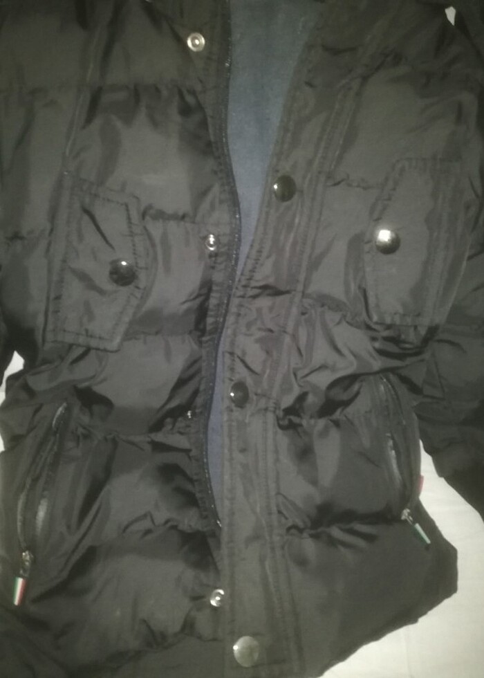 Çoçuk mont içi polarlı şapkali şişme mont temiz ürün - Görsel 3