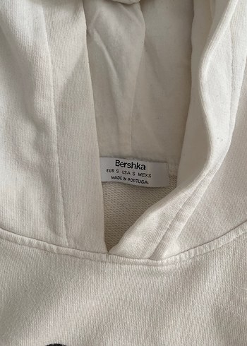 xs Beden beyaz Renk Kadın Beyaz Kapüşonlu Baskılı Sweatshirt