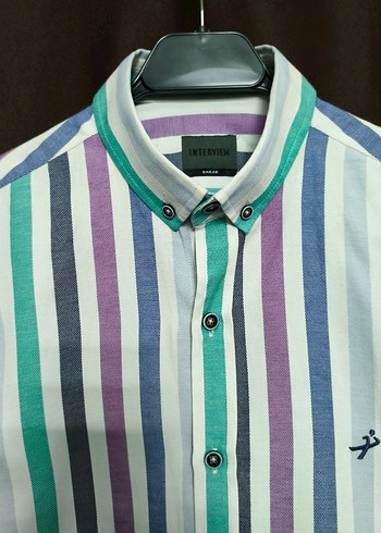 Sarar Çok Renkli Çizgili Kısa Kollu Gömlek - Görsel 3