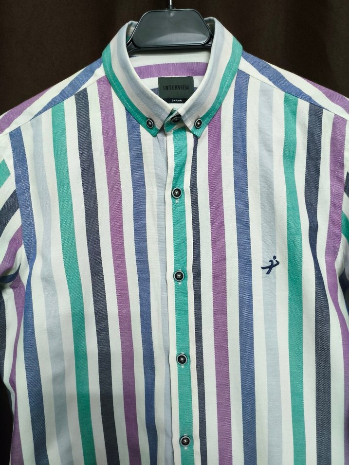 Sarar Çok Renkli Çizgili Kısa Kollu Gömlek - Görsel 5