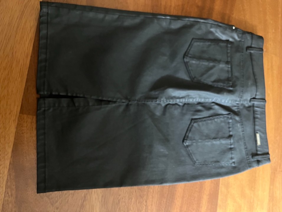 Siyah Deri görünümlü Midi Hamile Eteği - Görsel 2