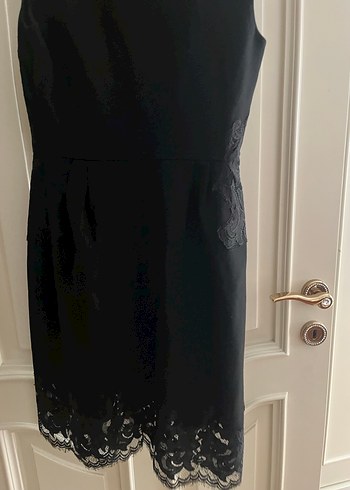 Siyah Midi V Yakalı Kolsuz Elbise - Görsel 4