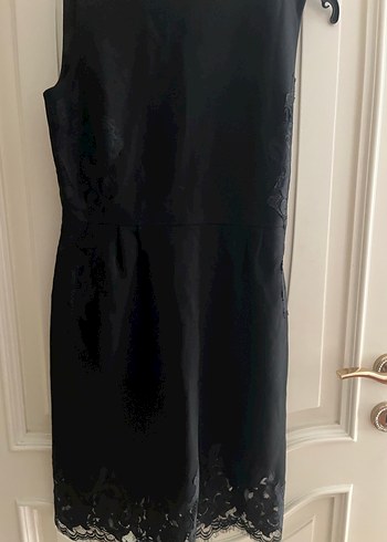 Siyah Midi V Yakalı Kolsuz Elbise - Görsel 3