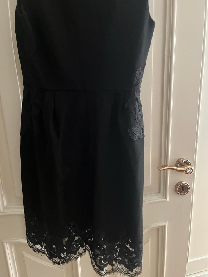 Siyah Midi V Yakalı Kolsuz Elbise - Görsel 4