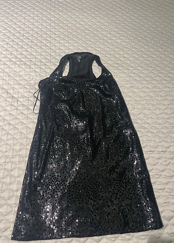 Siyah payetli elbise - Görsel 6