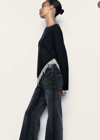 Siyah Payetli Kadın Triko - Görsel 3