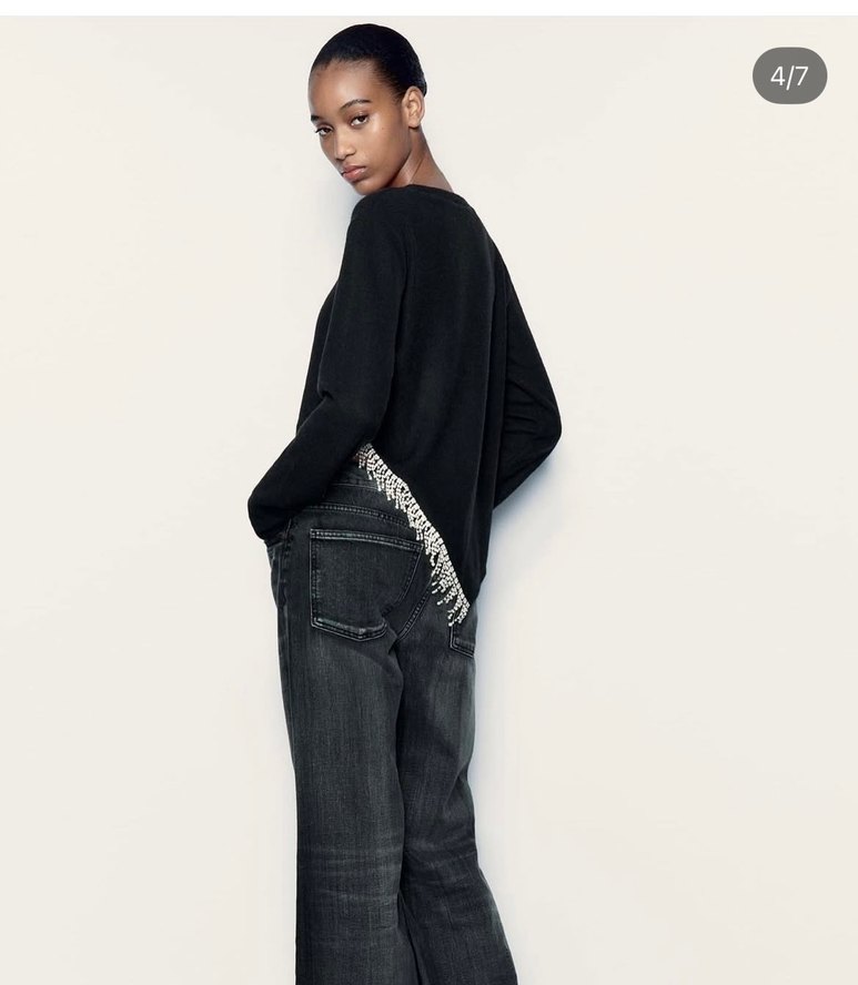 Siyah Payetli Kadın Triko - Görsel 2