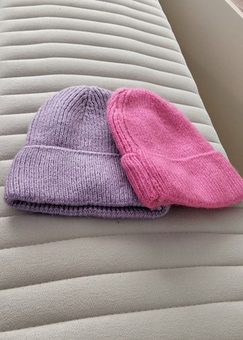 çocuk ikili Pembe ve lilaÖrgü Bere - Görsel 5