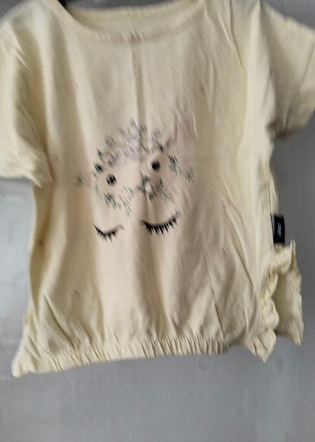 Kız Çocuk Bej Kısa Kollu Tişört - Görsel 3