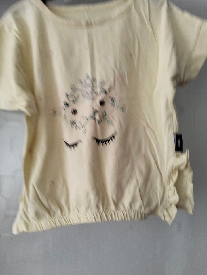 Kız Çocuk Bej Kısa Kollu Tişört - Görsel 3