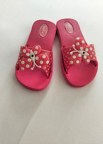 Kız Çocuk Kırmızı Tokalı Terlik - Görsel 6