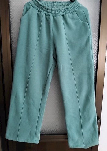 Turkuaz Kadın Beli Lastikli Pilili Pantolon - Görsel 2