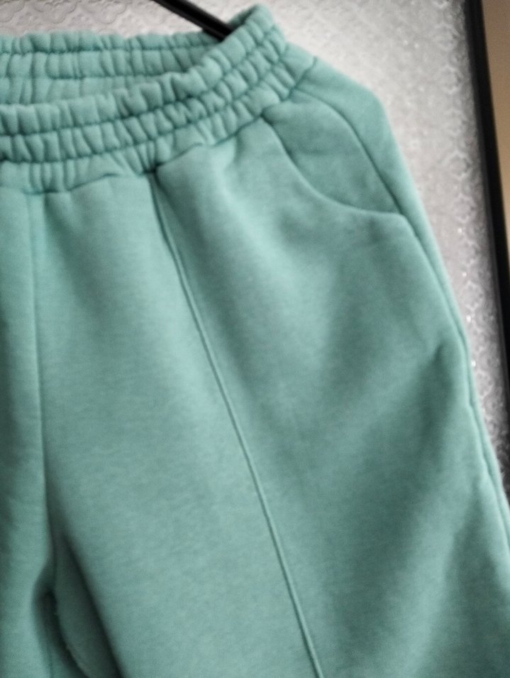 Turkuaz Kadın Beli Lastikli Pilili Pantolon - Görsel 5