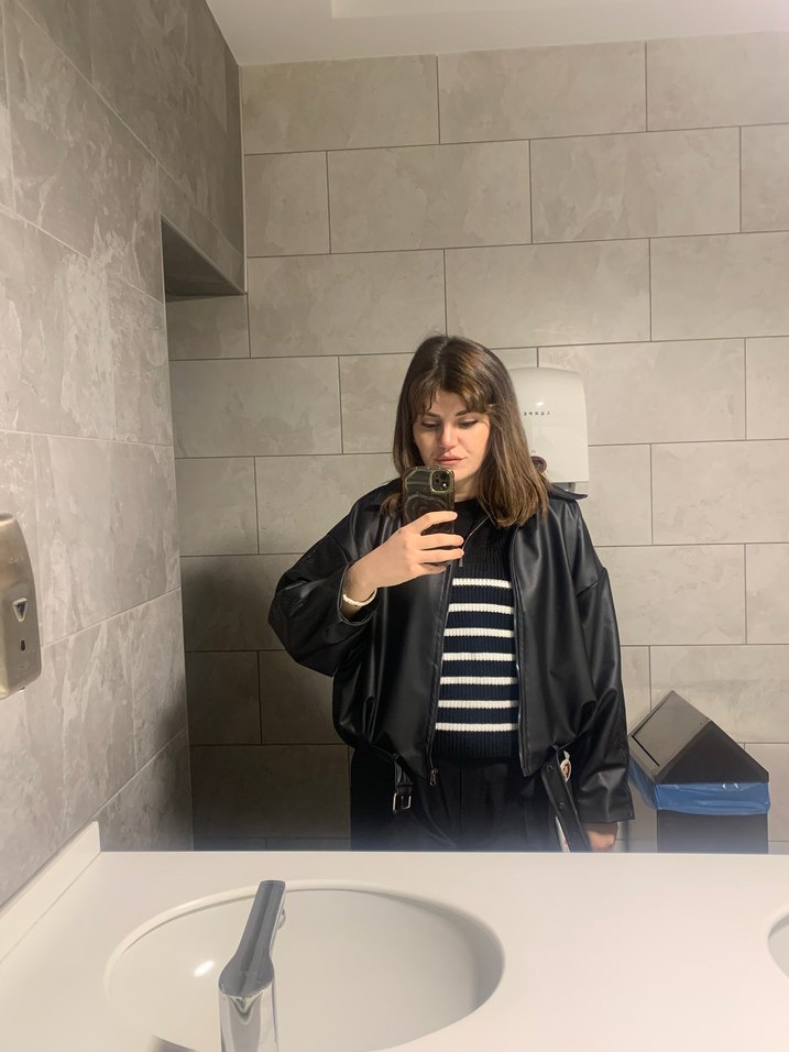 Kadın Siyah Deri Kemerli Ceket - Görsel 3