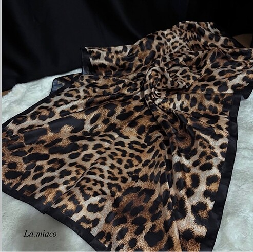 Twill ipek leopar şal