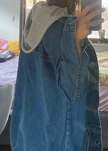 Kadın Mavi Denim Midi Ceket