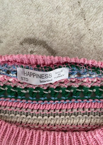 Happiness Bohem Çok Renkli Çizgili Örgü Kadın Kazak