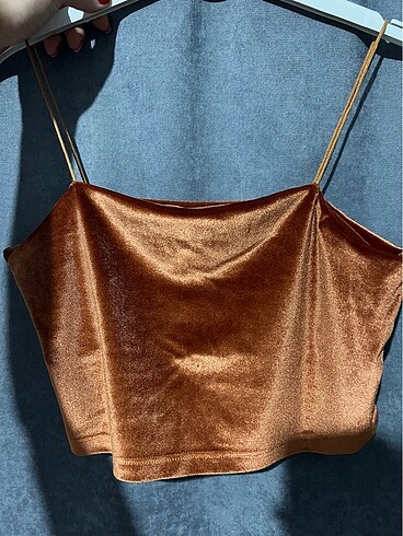 s Beden turuncu Renk Kadife crop