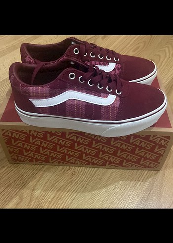 Bordo Vans Bağcıklı Spor Ayakkabı